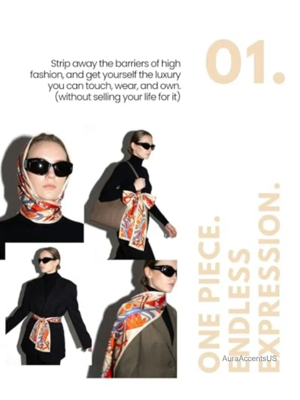 Long Silk Scarf for Women 15x150cm Handbag Purse Accessory Hair Styling
